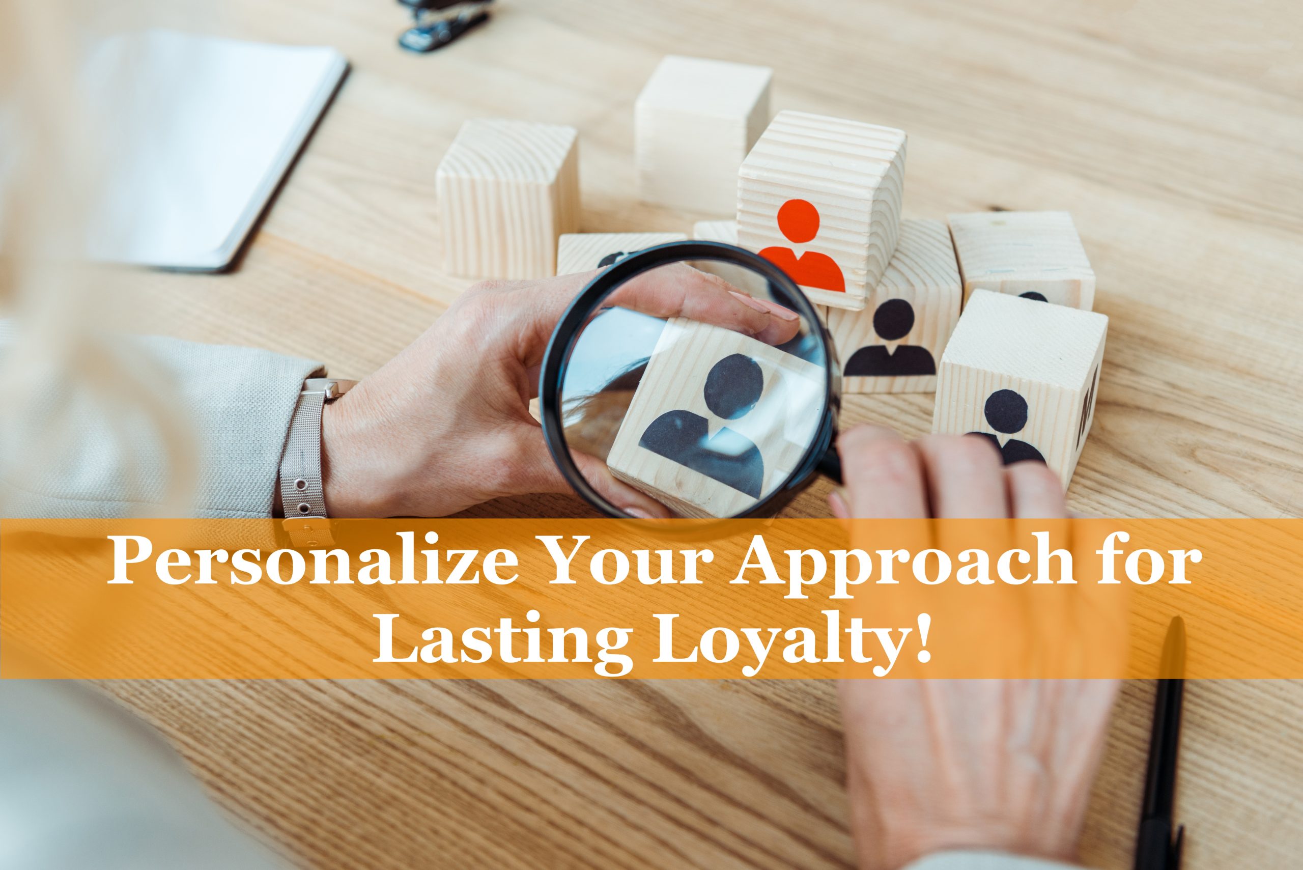 A woman's hand highlighting personalized interactions with customers, emphasizing the importance of personalization in B2B loyalty for building strong relationships.